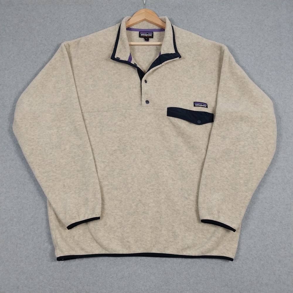 Patagonia Fleece Men XL Oatmeal Synchilla Snap T Pullover Hiking 25450 FA15